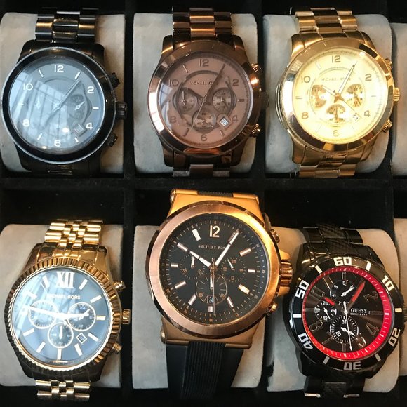 5 Michael Kors Watches + 1 Guess Watch + Watch Box